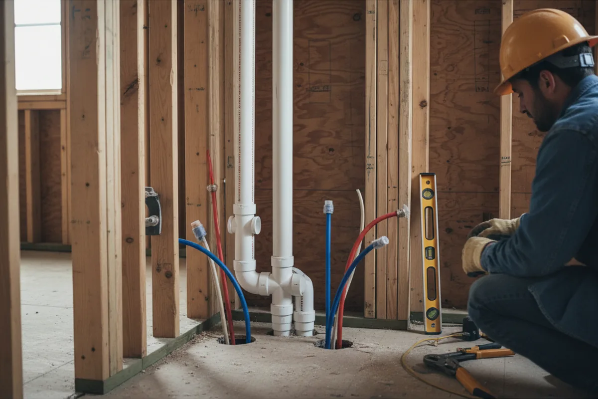 Drain and supply rough-in during Toilet Repair and Installation in Maxwell